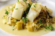 Lotte et stoemp aux poireaux